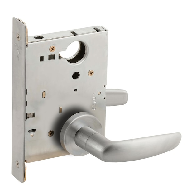 Schlage Grade 1 Full Dummy Trim w/Case Mortise Lock, 07 Lever, A Rose, Satin Chrm Fnsh, Field Reversible L9176 07A 626 - main